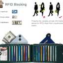 Large Capacity Wallets for Women Crocodile RFID Blocking 19 Card Slots Organizer Wallet Womens Billfold Long Purse Credit Cards Holder with Double Zipper, Pine Green