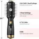 Dual Voltage(100~250V) Mini Hair Dryer Brush with European Plug Adapter for International Travel, Europe Travel Essentials for Women