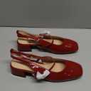 Womens Square Toe Mary Jane Pumps Chunky Low Heels Ankle Strap Slingback Wedding Party Dress Shoes (7.5, Red)