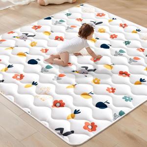 VIVIDVIBEBEARPAS Odorless Premium Foam Baby Play Mat, Soft Microfiber Fabric- Comfortable and Hypoallergenic, Non-Slip Cushioned Floor Playpen mat for Infants,Babies,Toddlers (50"L x 50"W x 0.8"Th)