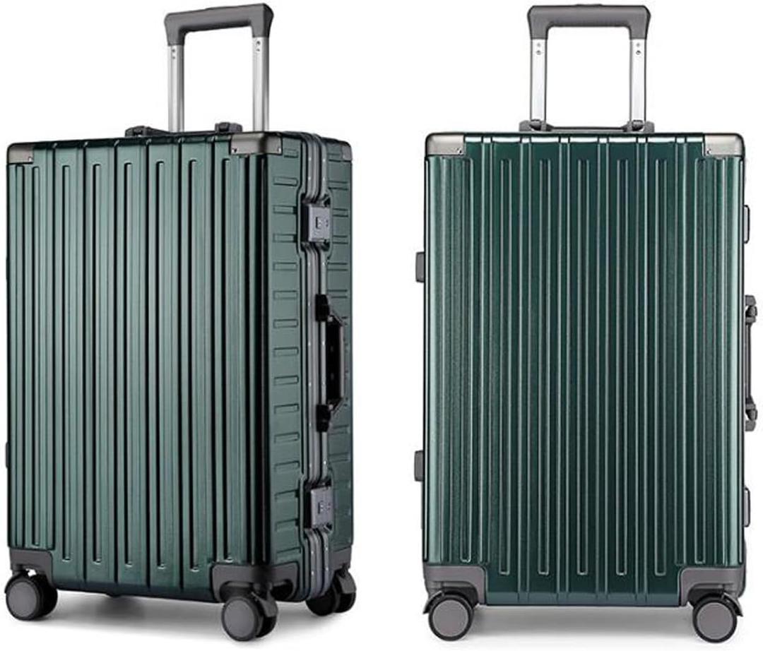 XCCIIDY Suitcase Carry on Luggage with Aluminum Frame Zipperless Checked Luggage Lightweight Luggage for Business Travel, Green, 24in
