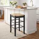 Boraam Square Rush Backless Counter Stool – Charcoal Grey Finish, Counter Height