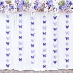 LITAUS 3D Butterfly Garland - Two-Tone Purple, Set of 4 | Hanging Butterflies Decor for Baby Shower, Birthday, Wedding, Bridal & Party | Butterfly Theme Backdrop, First Birthday Decorations
