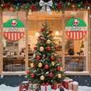 2 x Christmas Door Hanging Sign Decorations, 3D Wooden Merry Christmas Wall Hanger Decor Snowflakes Santa Claus Wreath Front Door Signs for Porch Wall Indoor Outdoor Decor