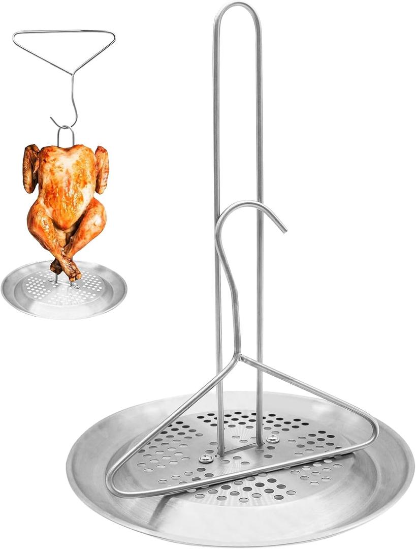 Stainless Steel Turkey Fryer Stand Kit, Turkey Chicken Fryer Stand and Hanger Set, suitable for outdoor turkey deep fryers, Turkey Fryer Grill Stainless Steel Accessories With Drip Pan