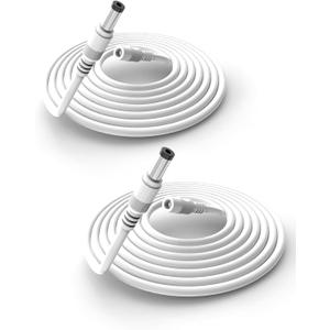 Tonton 2 Pack 10FT 3M DC Power Extension Cable 5.5 mm x 2.1 mm 5521 Male to Female 12V DC Adapter Cord Compatible with CCTV Security IP Camera,Survelliance DVR Standalone,LED Strip,Monitors(White)