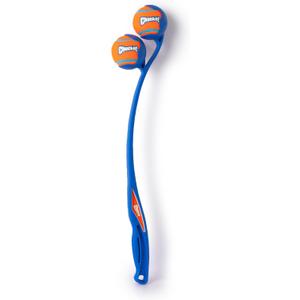 Chuckit! The Duo 22M Double Launcher Dog Toy, 22" Length, Includes 2 Medium Tennis Balls (2.5") Size Medium for Breeds 20-60lbs, for Multi-Dog and Pack Play, Launches Two Balls at Once