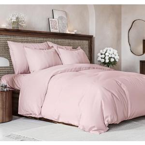 Duvet Cover Queen Size Set - Extra Soft Queen Size Duvet Cover 90 x 90 with 2 Pillow Shams - Hotel Luxury Easy Care & Fade Free w/Zipper Closures & Ties - Comfy Breathable Bedding Set (Lavender Pink) (33 - Lavender Pink (No Comforter))