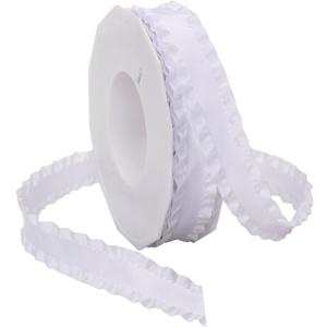 Morex Ribbon Double Ruffle Ribbons for Wedding Bridal Shower Dcor, Gift Wrapping, Birthday, Sewing and Crafts, 7/8-Inch by 16.5-Yard, White