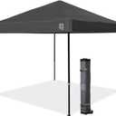E-Z UP Ambassador Instant Pop Up Canopy Tent, 10' x 10', Roller Bag and 4 Piece Spike Set, Steel Gray