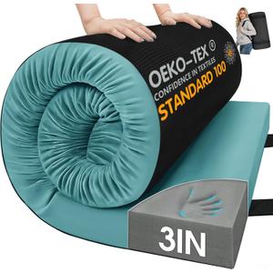 CYMULA Memory Foam Camping Mattress Pad,Sleeping Pad for Camping,Non-Slip Bottom Floor Car Mattress Bed with Retaining Portable Roll up Mattress Pad Mat for Travel Truck Guest Bed Tent