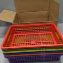 Fun Express Stackable Storage Bins 13x9.75x3 Inch - 6 Pack Colorful Plastic Storage Baskets with Handles for Classroom Organization | Paper Trays for Teachers, Office Storage & Home Organizing