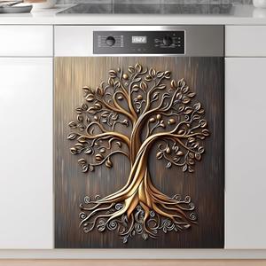 Dishwasher Magnet Sticker Cover Panel Decal Refrigerator Magnetic Sticker Decorative for Kitchen Decoration, Fridge Door Cover, Home Appliances Decor Stickers 23"x26" (Tree of Life)