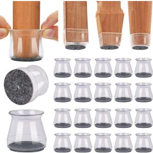 BUMACO Chair Leg Floor Protectors Chair Leg Protectors for Hardwood Floors Silicone Pads Covers to Protect Floors (Clear-20 Pcs, Universal S (0.9"-1.29")