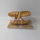 Picnic Basket with Foldable Wine Table Kit, Handmade Wicker Basket with Lid Handle Portable Bamboo Tray Table for 2 Outdoor Camping Picnic Wine Set Gift for Couples (White)