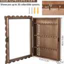 30-Souvenir Spoon Display Case, Wall-Mounted Wooden Spoon Rack with Lock, Vintage Spoons Display Cabinet for Collection Display Decoration 12.2Wx 2.8D x 15.7H in (Brown)