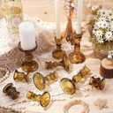 Mumufy 10 Pcs Glass Crystal Taper Candle Holders Clear Glass Candlestick Holder Fit 0.8 Inch Candles Crystal Decorative Candle Stand Centerpiece Table Wedding Dining Party (Classic, Brown)