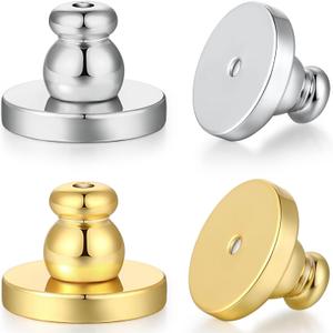 Earring Backs for Droopy Ears, Big Earring Lifters Supports Backs for Studs Heavy Earrings Large Locking Earring Backings Replacement 4 pcs Backstop Secure Comfortble Stopper,Mixed Color (Style2-White+Gold)