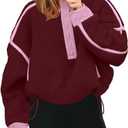 Panadila Womens Half Zip Sherpa Fleece Pullover Soft Oversized Sweatshirt with Pockets Warm Fuzzy Sweater, M