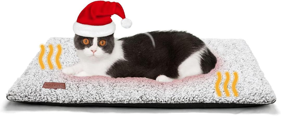 Self Warming Cat Bed Self Heating Cat Dog Mat 24 x 18 inch Extra Warm Thermal Pet Pad for Indoor Outdoor Pets with Removable Cover Non-Slip Bottom Washable Non Electric (A-Light Gray)