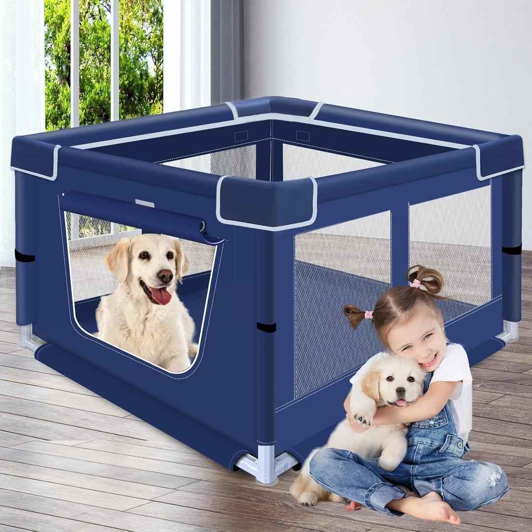 42x42x26 Inches Dog PlaypensPuppy Playpen with Gate for Puppies or Small Dogs, Dog Fence Pet Playpen for Indoor & Outdoor