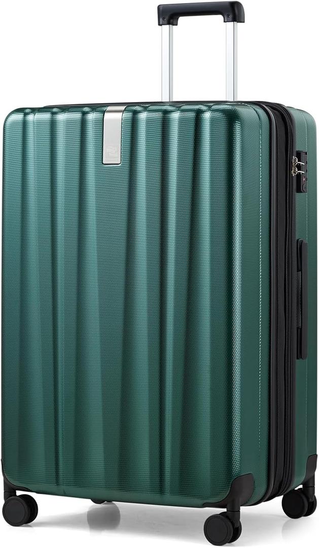Hanke 29 Inch Luggage Suitcases With Spinner Wheels Lightweight PC hard side Rolling Suitcase With Travel Lock, Checked-Large 29-Inch(Blackish Green)
