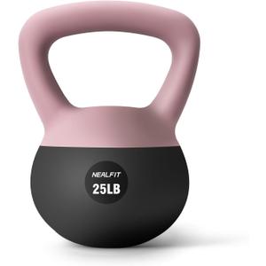 NEALFIT Soft Kettlebell 5LB/10LB/15LB/20LB/25LB, Kettlebells for Home Gym Strength Training, Anti-Slip Fitness Weights for Men Women (25LB Pink-Graphite Black)
