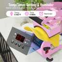 Hat Press, Hat Press Heat Machine for Caps, Hat Heat Press with 2 Platens and HTV Iron On for Vinyl, Sublimation, Heat Transfer (Pink)