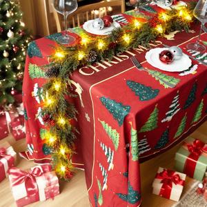 Prelit Christmas Garland with Lights 9FT Christmas Tree Lighted Garland Outdoor Indoor Battery Operated Garland for Mantel Table Porch Stair Wall Winter Home Holiday Christmas Decorations