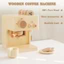 Ibwaae Kids Coffee Maker 10Pcs Toy Coffee Maker Playset Wooden Kitchen Set Toys Toddler Play Kitchen Accessories, Pretend Play Food Sets for Girls and Boys