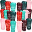 Skylety 20 Pack Christian Gifts for Men Women 16oz Reusable Bible Verse Tumbler Bulk Plastic Coffee Cup with Lid Inspirational Religious Church Gift for Mother Father Birthday (Bright Color)