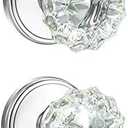 Glass Dummy Door Knobs for Closet and Hall,Vintage Polished Chrome Crystal Dummy Door Knobs Interior(2Pack)