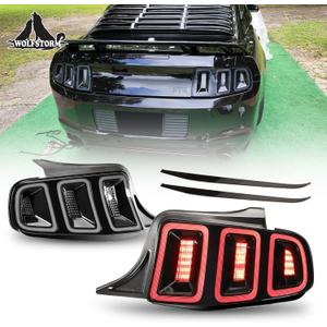 WOLFSTORM LED Tail Light Assembly Fit for 2010-2014 Ford Mustang with Sequential Turn Light Design,LED Daytime Running Light,10 11 12 12 14 Ford Mustang Tail Lamp Replacement Assembly,1 Pair (Black Smoke)