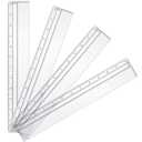 Chinco 4 Pieces Magnifying Ruler Clear Data Processing Magnification Plastic Transparent Accounting Drafting Tools Kits Construction for Reading Drawing (12 Inch)