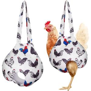 Paterr 2 Pack Chicken Holder Bag, Chicken Carrier Sling Catching Hand Bag Hen Sling with Handle Farm Supplies for Hen Rooster Transport Traveling Hiking Driving(11.8 x 11.8 Inch) (White)