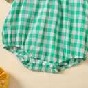 2 x Ayalinggo Halloween Baby Girl Outfits Newborn Pumpkin Plaid Short Sleeve Smocked Bubble Romper Cute Infant Christmas Clothes (Blue)