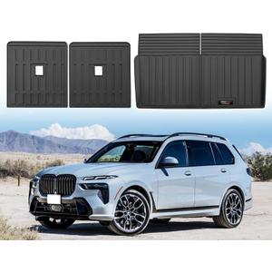 Compatible for Floor Mats and Cargo Liner BMW X3 G01 2023 2022 2021 2020 2019 2018 Trunk Mat Set All Weather TPE Rubber Mat Waterproof Black (for 19-25 BMW X7 Cargo Mats+3rd Backrest Mat)