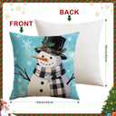 Artscope Christmas Tree Snowman Throw Pillow Covers 16x16 Inch Set of 4, Let It Snow Holly Jolly Winter Hoilday Christmas Decoration Pillow Cases for Home Sofa Couch Decor-Blue