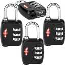 TSA Locks 4-Pack - Ultra Lightweight Travel & Gym Combo Locks (54g Each!), TSA Approved Secure Luggage Locks for Suitcases, School Backpacks, Lockers - 3-Digit Code, 2.36in Compact Design