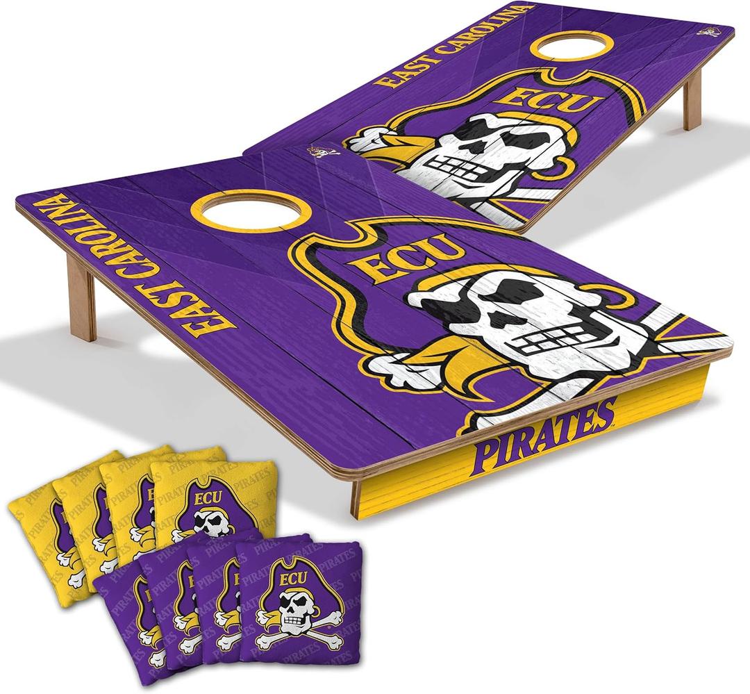 YouTheFan NCAA 2 x 3 Wood Cornhole Game with Logo Bags (East Carolina Pirates)