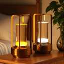 2-Pack Portable Touch Control Table Lamp with 5000mAh Battery, 3-Color Stepless Dimming Cordless LED Light for Bedroom/Camping/Restaurant/Bar Indoor & Outdoor2-Pack Gold