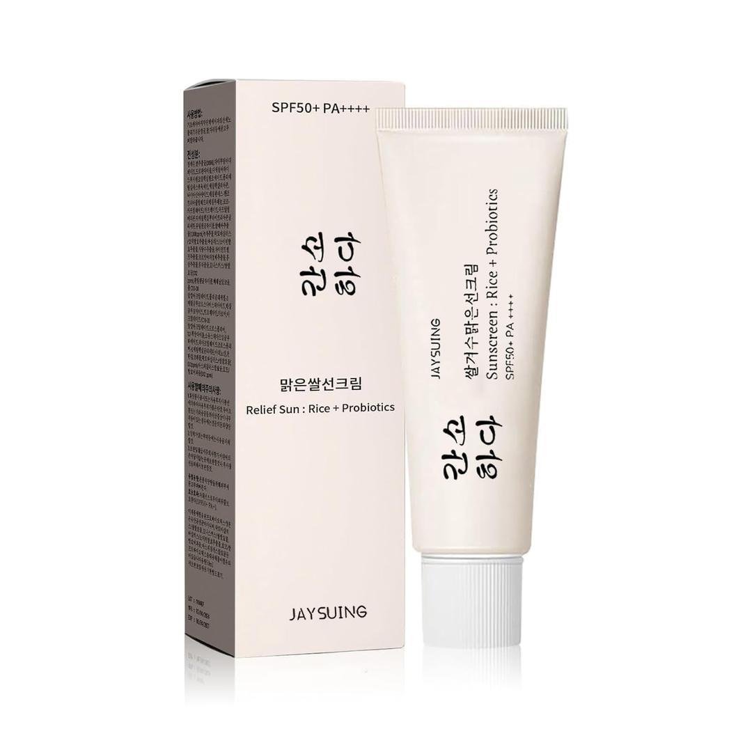 Relief Sun Organic Sunscreen SPF50, Relief Sun Rice Probiotics SPF50+, Korean Sunscreen PA++++ for All Skin Types and UV Defense, Nourishing Skin Protection, Moisturizing Skin Care 1.7 fl oz/50 ml