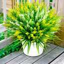 TSTWETO Artificial Plants Outdoor, 20 Pcs Fake Flowers UV Resistant Outdoor Fake Plants, Lavender Artificial Flowers Plastic Fake Faux Flowers Shrubs for Home Porch Garden Yard Window Box