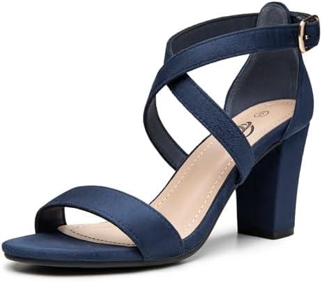 Trary Women's Sandal, White, Block Heel, Ankle Strap, Size 5-11.5, Formal Occasion Attendees 7.5