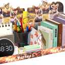 2 PCS Desktop Storage Organizer,Cute Cat & Dog Cardboard Counter Display Desk Workspace Organizers, Space-Saving,for Office Supplies, Pet Rooms, Dressing Tables, and Books Rooms