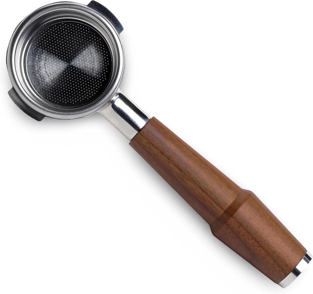 KNODOS 58mm Bottomless Portafilter for E61 Group Head | Professional BaristaGrade Naked Portafilter | Compatible with Rocket, Lelit, Ascaso, Profitec, ECM, Flair 58 & More (Walnut)