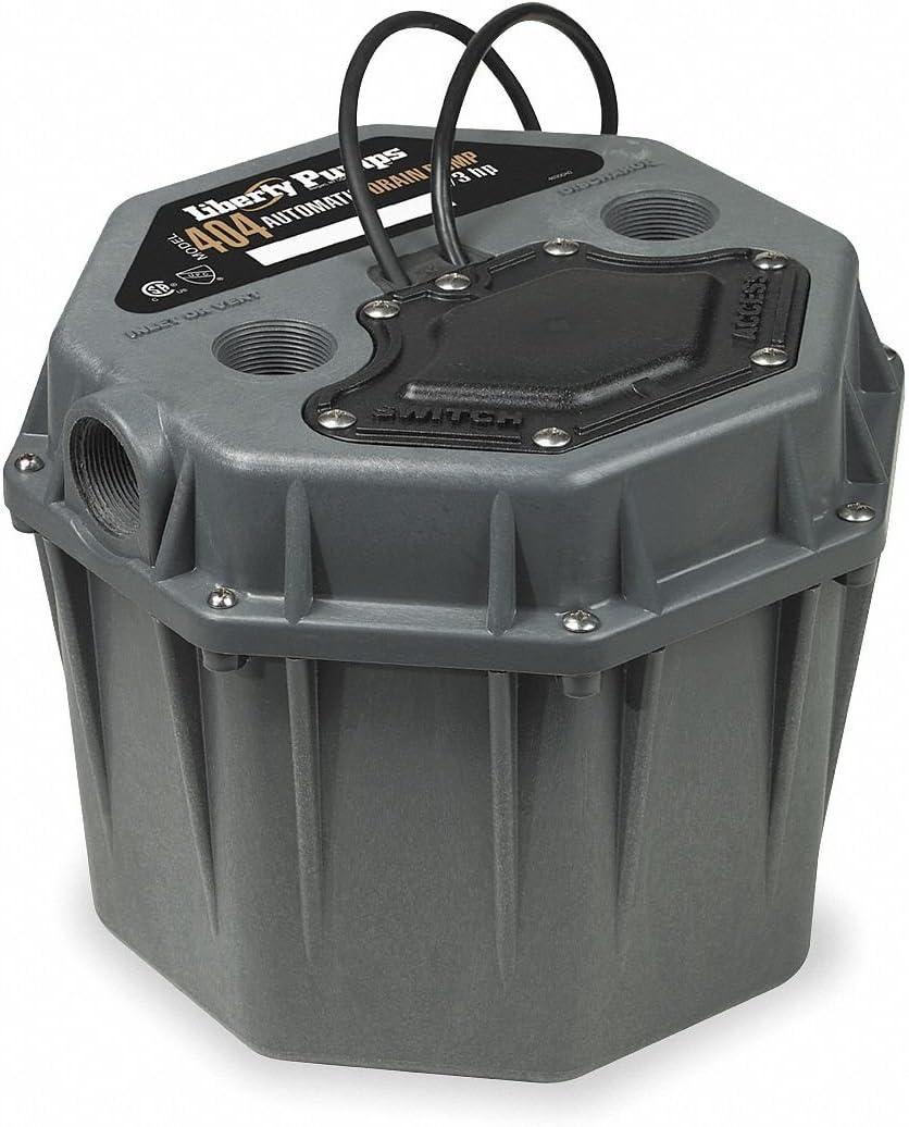Liberty Pumps 404/A 1/3 hp Drain Pump, short profile 1-1/2" connections with alarm