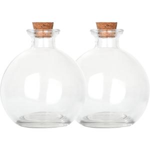 Magic Season Decorative Glass Bottles with Cork Stopper (9 fl oz. Potion Bottles / 2 Pcs)