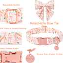 Easter Dog Collar with Bow Tie, Cotton Bunny Bowtie for Large Girl Boy Dog, Cute Rabbit Pet Collar with Metal Buckle, Gift, S