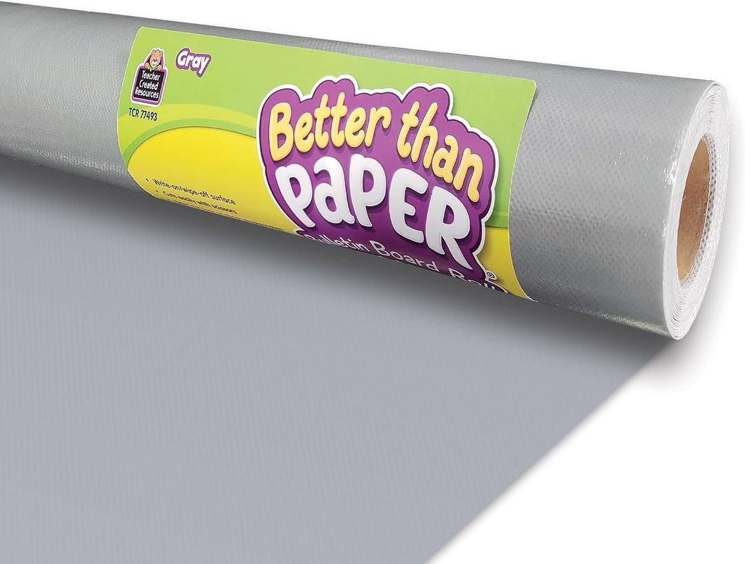 Teacher Created Resources Gray Better Than Paper Bulletin Board Roll (TCR77493), 48" x 144"